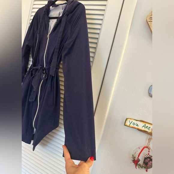 Lululemon Lightweight Zip-Up Jacket - Dark Purple with Waist Tie Belt and Hood - Picture 3 of 5